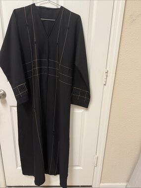 Brand New Dubai Black Long Embroidered Abaya with Contrast Stitching